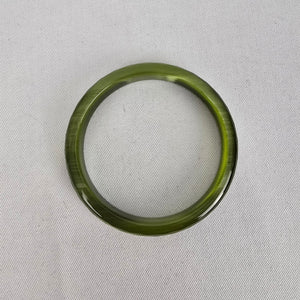 Vintage Faceted Green Crystal Glass Bangle Bracelet