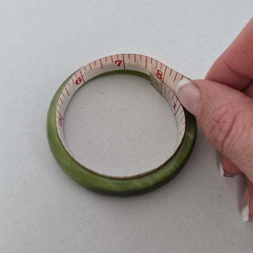 Vintage Faceted Green Crystal Glass Bangle Bracelet