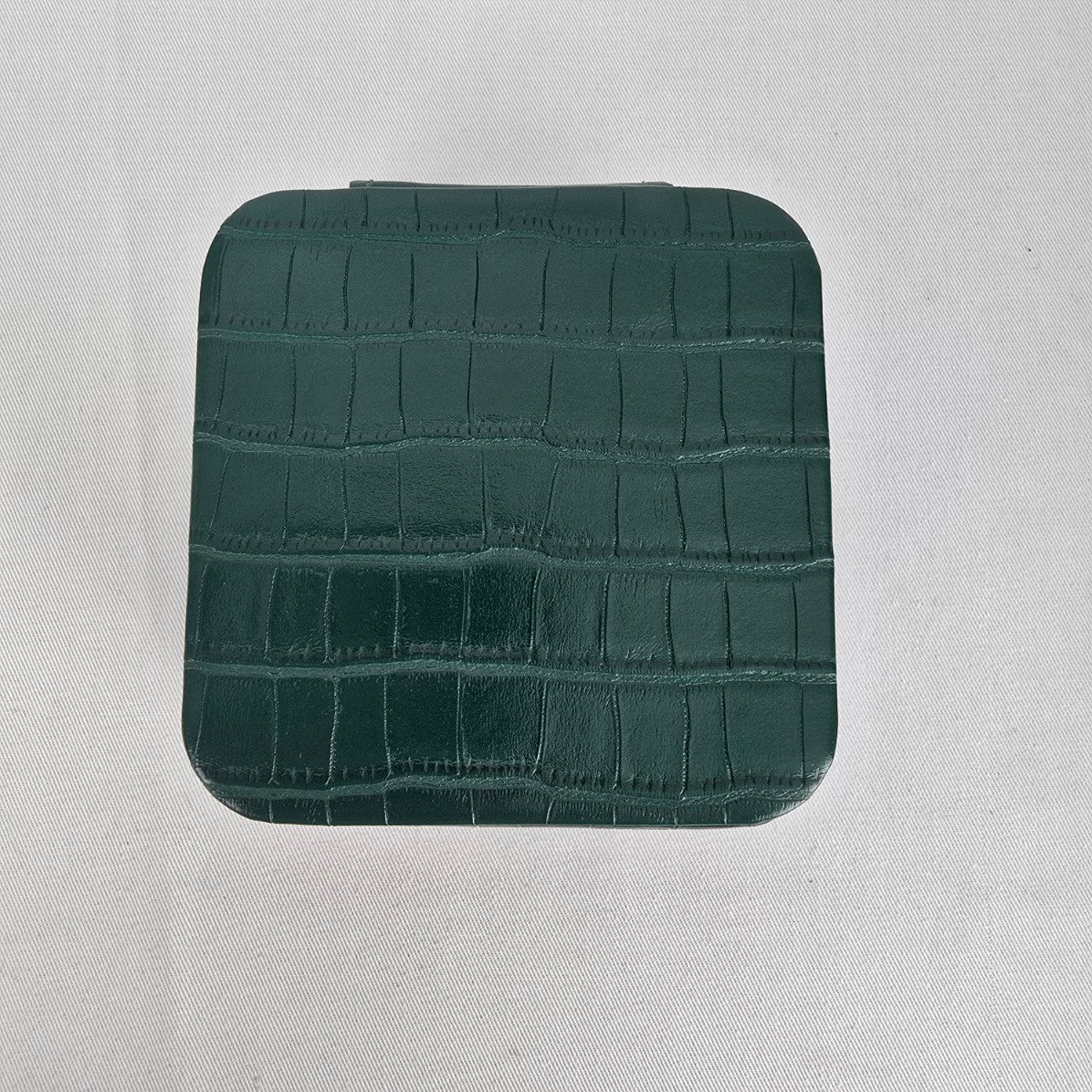 Emerald Green Croc Embossed Travel Jewelry Case