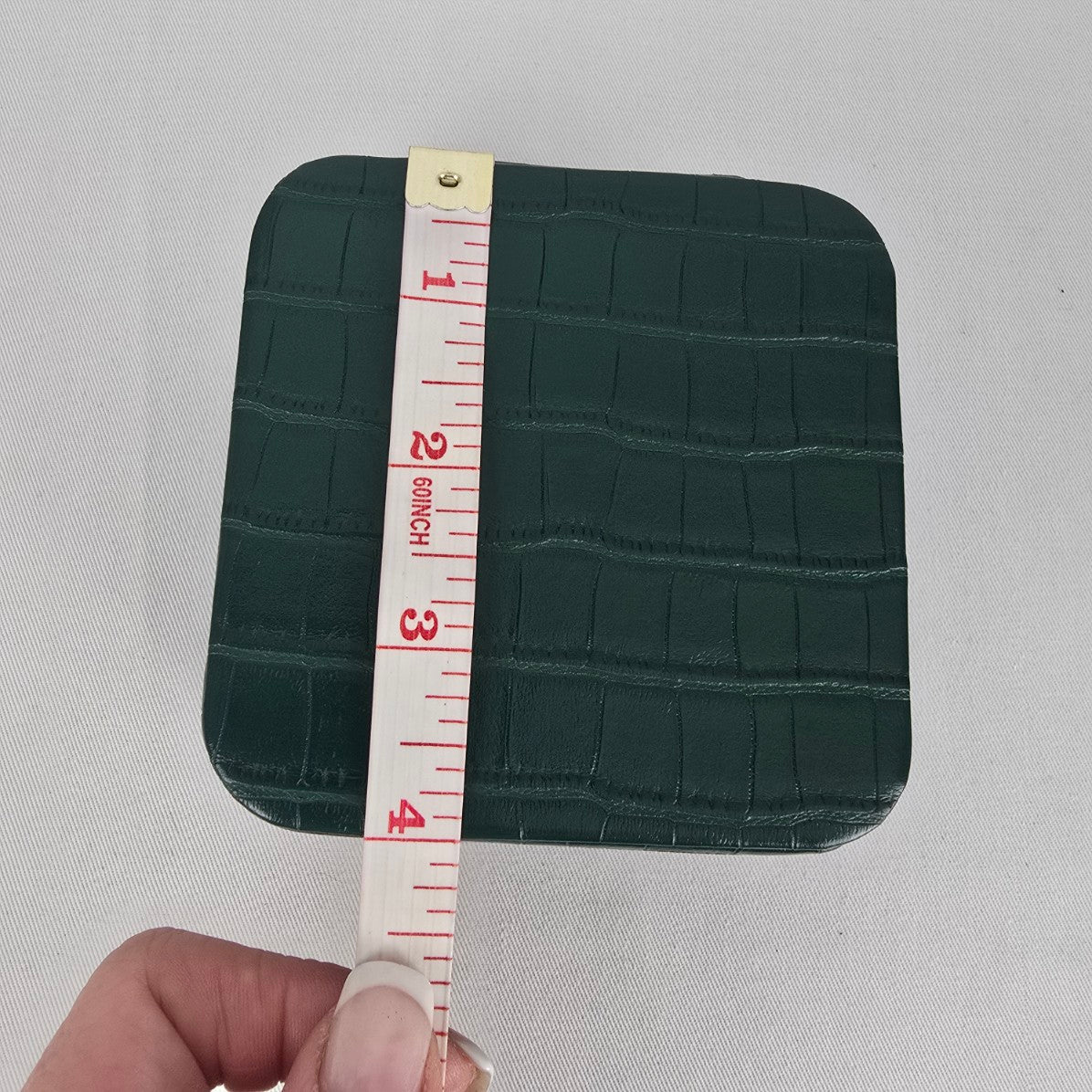 Emerald Green Croc Embossed Travel Jewelry Case