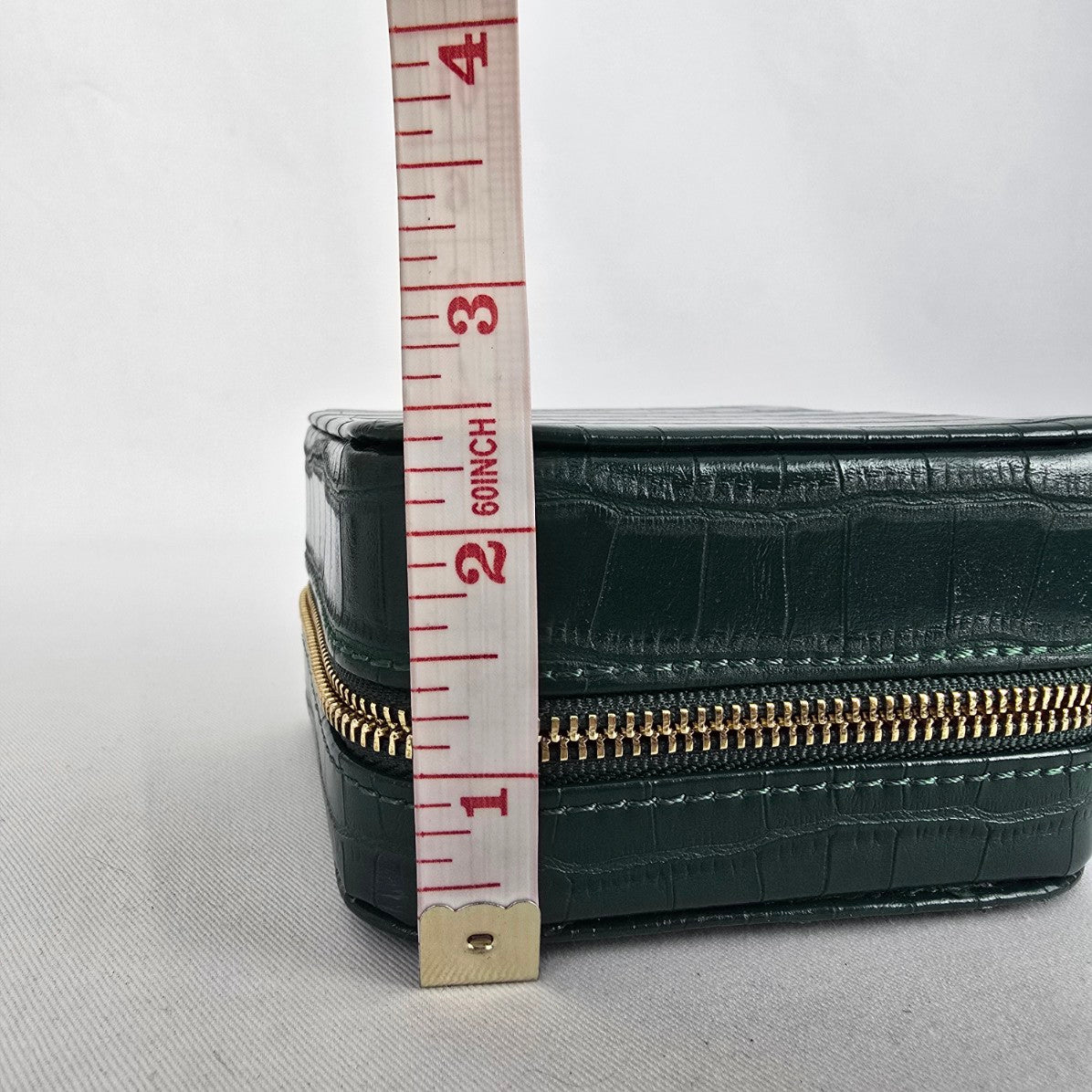Emerald Green Croc Embossed Travel Jewelry Case