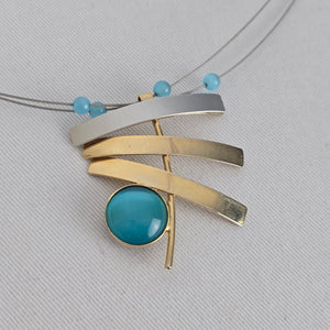Y2K POLY Abstract Turquoise Pendant Wire Necklace