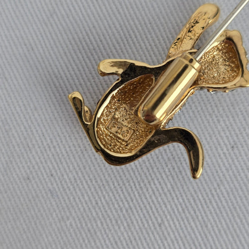 Fifth Avenue Whimsical Crystal Cat Chasing Mouse Brooch