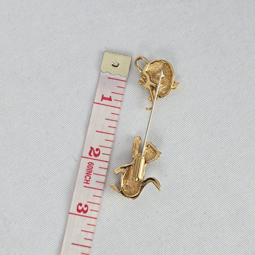 Fifth Avenue Whimsical Crystal Cat Chasing Mouse Brooch