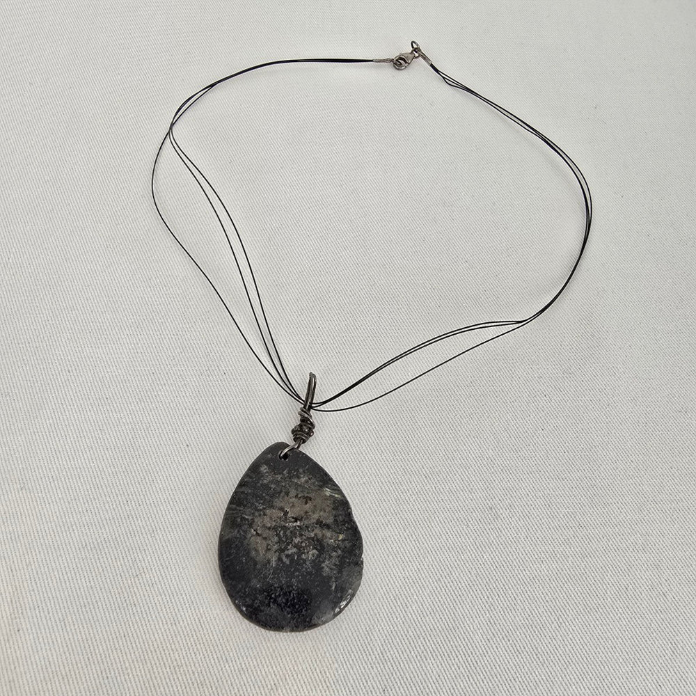 925 Sterling Silver Stone Pendant Necklace – Minimalist Artisan Style.