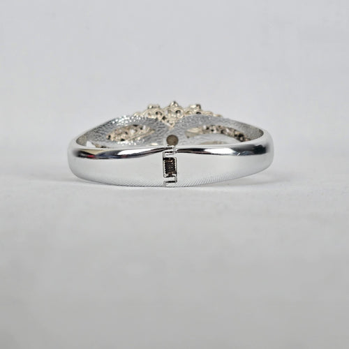 Vintage Aurora Borealis Rhinestone Hinged Cuff Bracelet – Silver Tone Glam