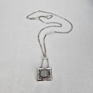 Whiting & Davis Silver Tone Geometric Pendant Necklace Art Deco Style