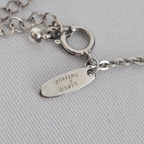 Whiting & Davis Silver Tone Geometric Pendant Necklace Art Deco Style