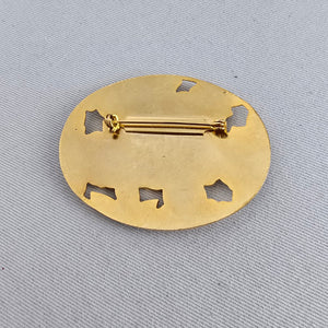 Vintage Cloisonné Floral Brooch Gold Tone Enamel Statement Pin