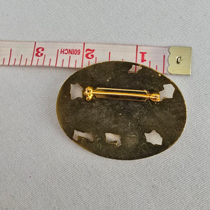 Vintage Cloisonné Floral Brooch Gold Tone Enamel Statement Pin