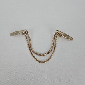Vintage Gold Tone Sweater Guard Double Chain Cardigan Clip