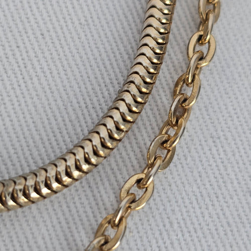 Vintage Gold Tone Sweater Guard Double Chain Cardigan Clip