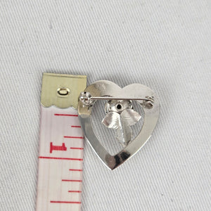 Vintage Bond Boyd Sterling Silver Heart Rose Brooch Pin