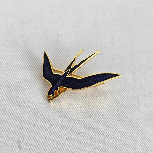 Vintage Spear 1986 Blue Enamel Swallow Bird Brooch Pin