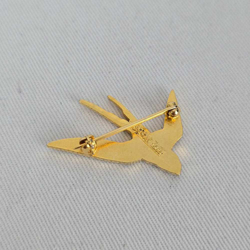 Vintage Spear 1986 Blue Enamel Swallow Bird Brooch Pin