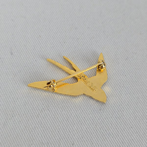 Vintage Spear 1986 Blue Enamel Swallow Bird Brooch Pin