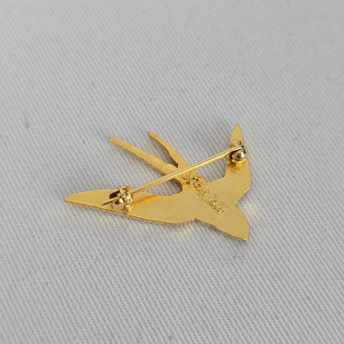 Vintage Spear 1986 Blue Enamel Swallow Bird Brooch Pin