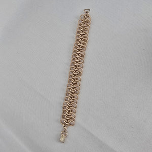 Vintage Gold Tone Textured Link Bracelet Statement Chain