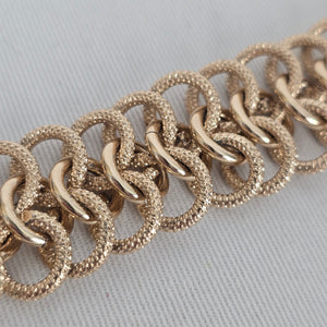 Vintage Gold Tone Textured Link Bracelet Statement Chain
