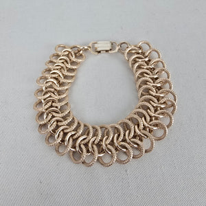 Vintage Gold Tone Textured Link Bracelet Statement Chain