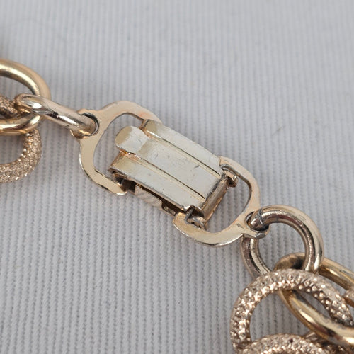 Vintage Gold Tone Textured Link Bracelet Statement Chain