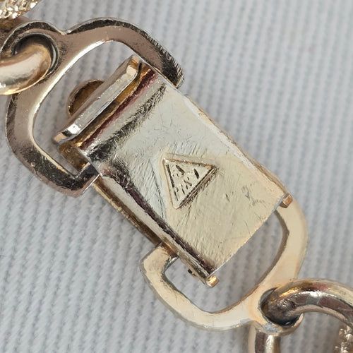 Vintage Gold Tone Textured Link Bracelet Statement Chain