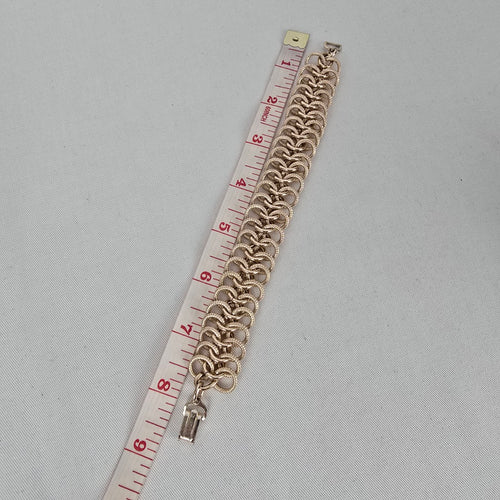Vintage Gold Tone Textured Link Bracelet Statement Chain