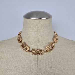 Vintage Gold Tone Filigree Link Collar Necklace