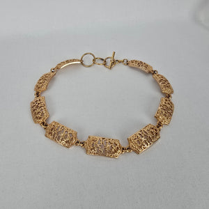 Vintage Gold Tone Filigree Link Collar Necklace