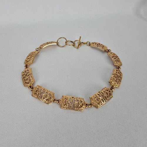 Vintage Gold Tone Filigree Link Collar Necklace