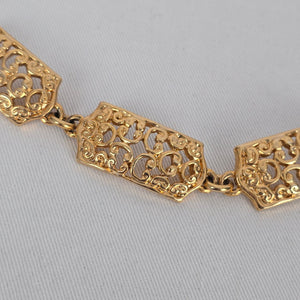 Vintage Gold Tone Filigree Link Collar Necklace