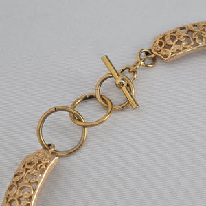 Vintage Gold Tone Filigree Link Collar Necklace