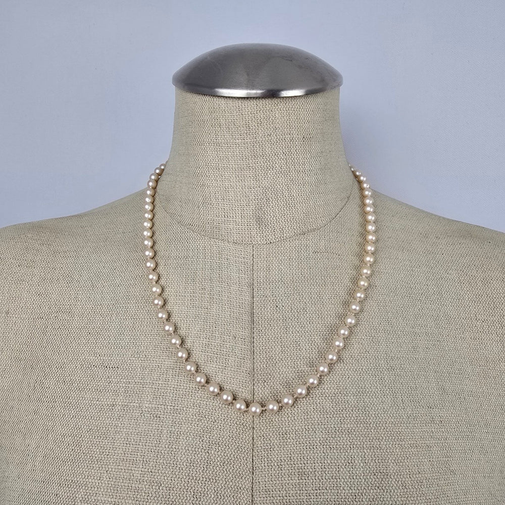 Vintage Faux Pearl Strand Necklace Mid Century Beaded