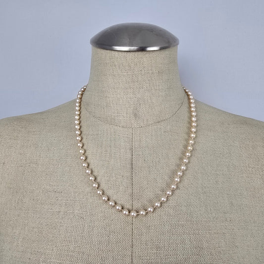 Vintage Faux Pearl Strand Necklace Mid Century Beaded