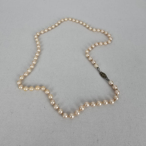 Vintage Faux Pearl Strand Necklace Mid Century Beaded