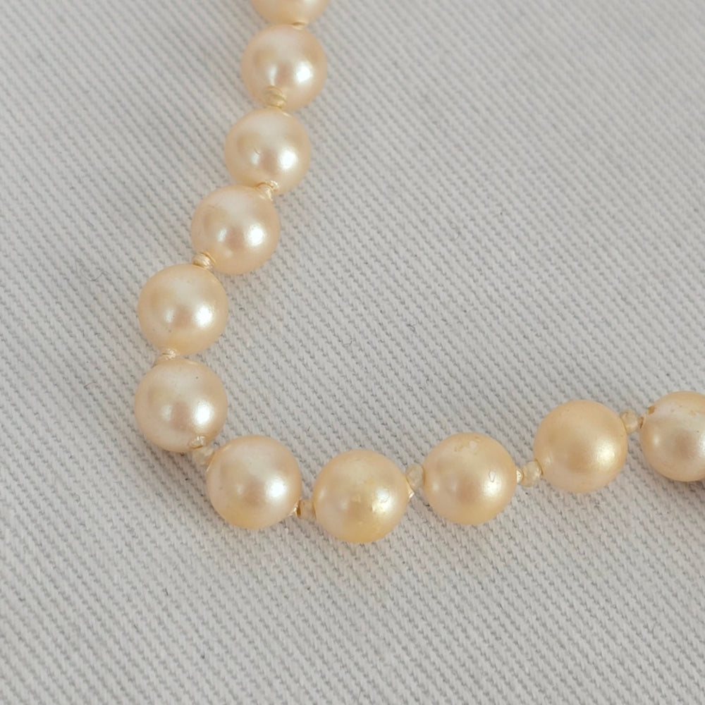 Vintage Faux Pearl Strand Necklace Mid Century Beaded
