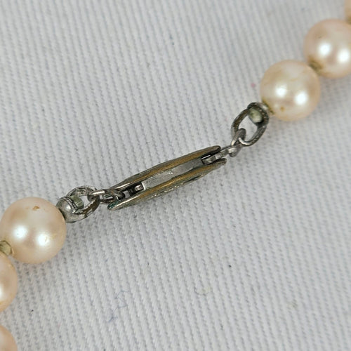Vintage Faux Pearl Strand Necklace Mid Century Beaded