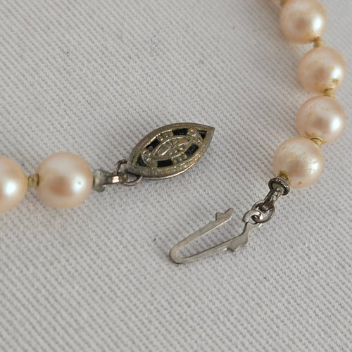 Vintage Faux Pearl Strand Necklace Mid Century Beaded