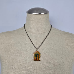Vintage Tibetan Buddhist Shrine Pendant Necklace Boho Spiritual Charm