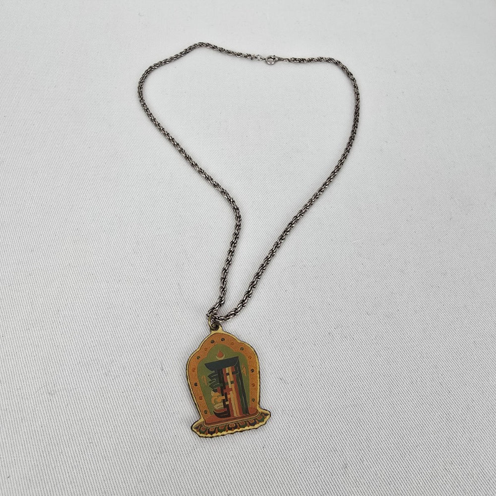 Vintage Tibetan Buddhist Shrine Pendant Necklace Boho Spiritual Charm
