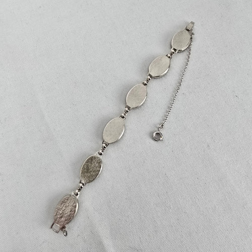 Vintage Abalone Shell Link Bracelet Iridescent Mother of Pearl Boho Jewelry