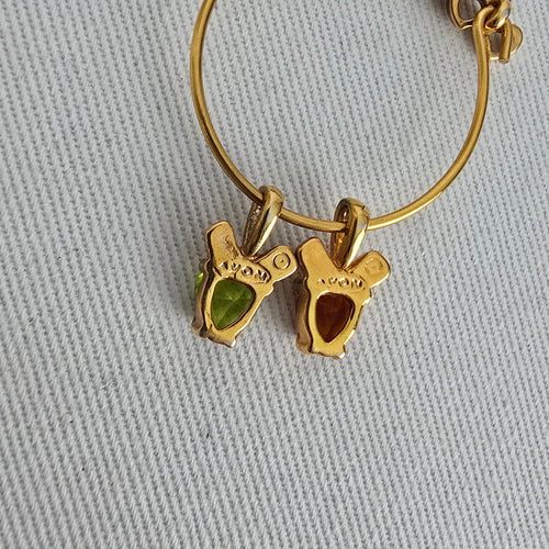 Vintage Avon Bow Circle Pendant Necklace Garnet & Peridot Glass Charms