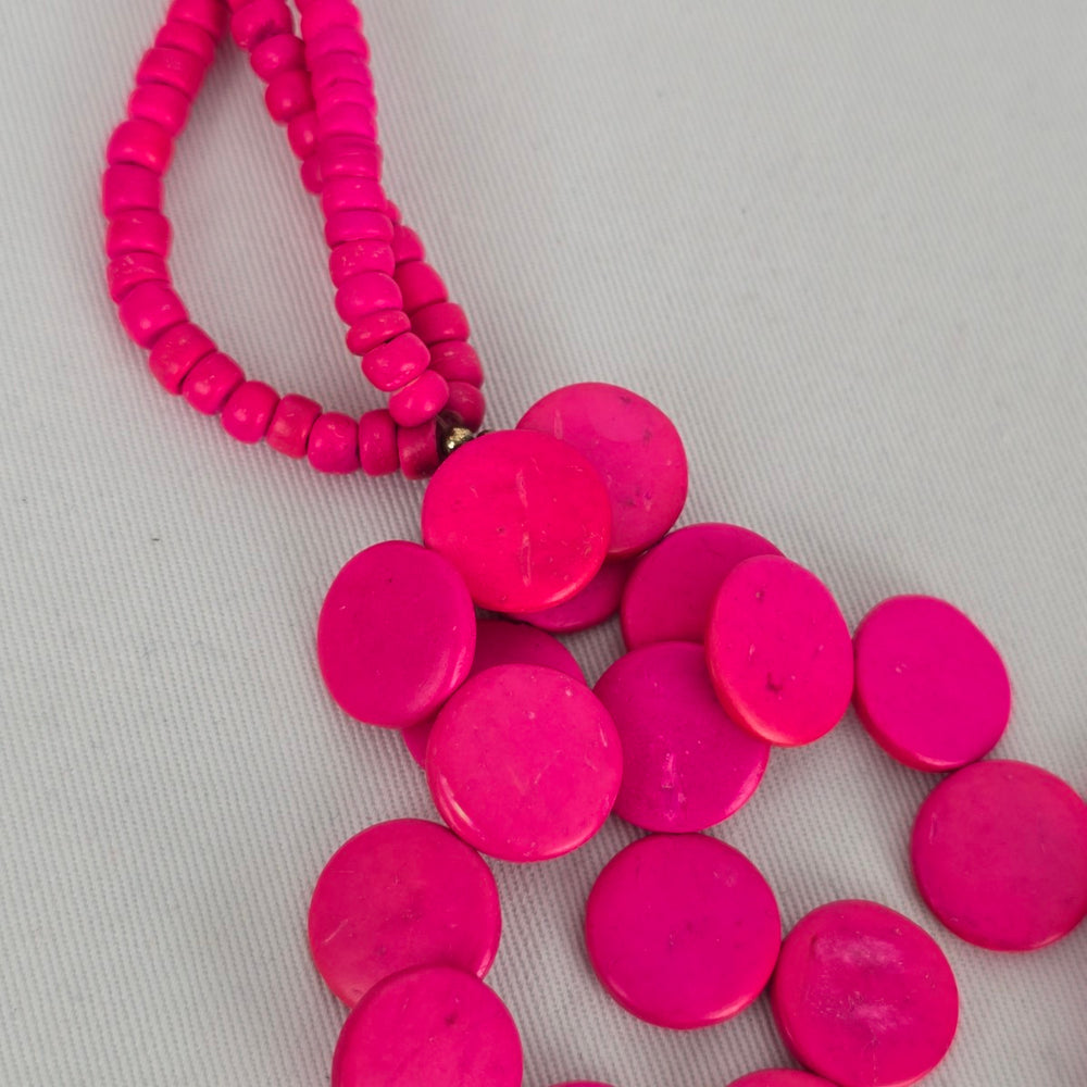 Vintage 80s Neon Pink Cat Statement Necklace