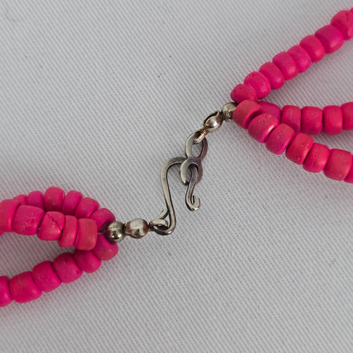 Vintage 80s Neon Pink Cat Statement Necklace