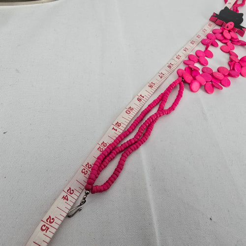 Vintage 80s Neon Pink Cat Statement Necklace