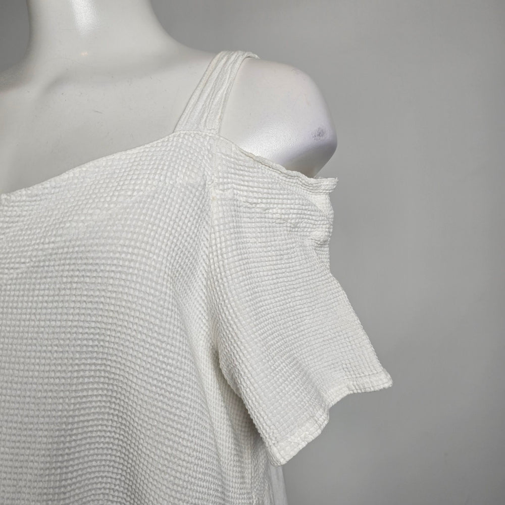 Vintage Dunes White Cotton Cold Shoulder Maxi Dress XL