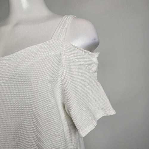 Vintage Dunes White Cotton Cold Shoulder Maxi Dress XL