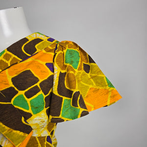 Vintage 60s/70s Psychedelic Midi Dress – Mod Floral Dress Size S