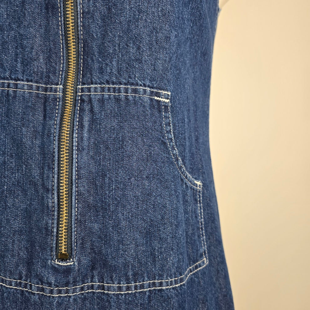 Vintage 90s Denim Hooded Maxi Dress Sz S/M – Sleeveless Dress