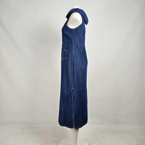 Vintage 90s Denim Hooded Maxi Dress Sz S/M – Sleeveless Dress
